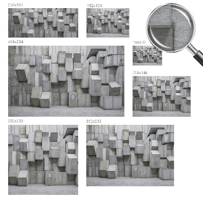 Fotomural decorativo para cabecero de cama con diseño de bloques de hormigón