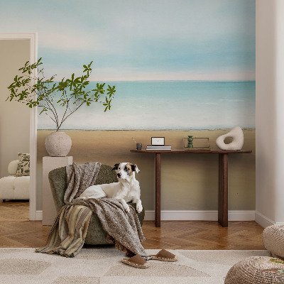 Mural decorativo con un paisaje costero