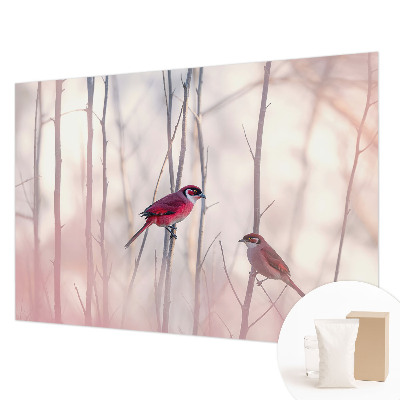 Papel mural texturado decorativo con motivo de pareja de pájaros