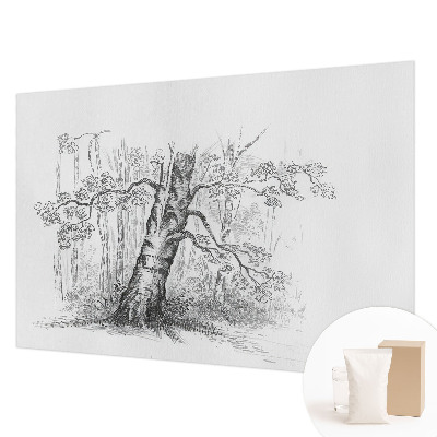Papel mural con patrón decorativo con motivo de árbol del bosque
