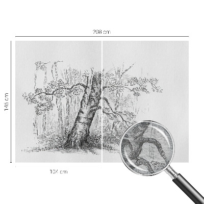 Papel mural con patrón decorativo con motivo de árbol del bosque