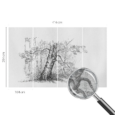 Papel mural con patrón decorativo con motivo de árbol del bosque