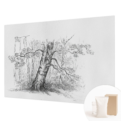 Papel mural con patrón decorativo con motivo de árbol del bosque