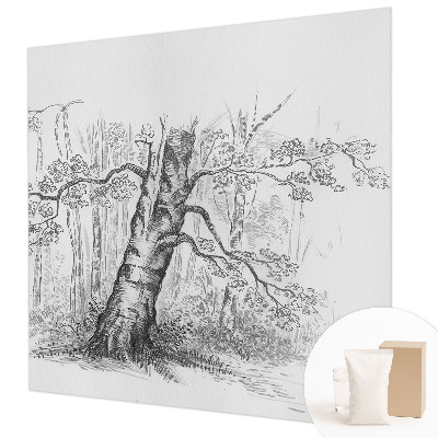 Papel mural con patrón decorativo con motivo de árbol del bosque