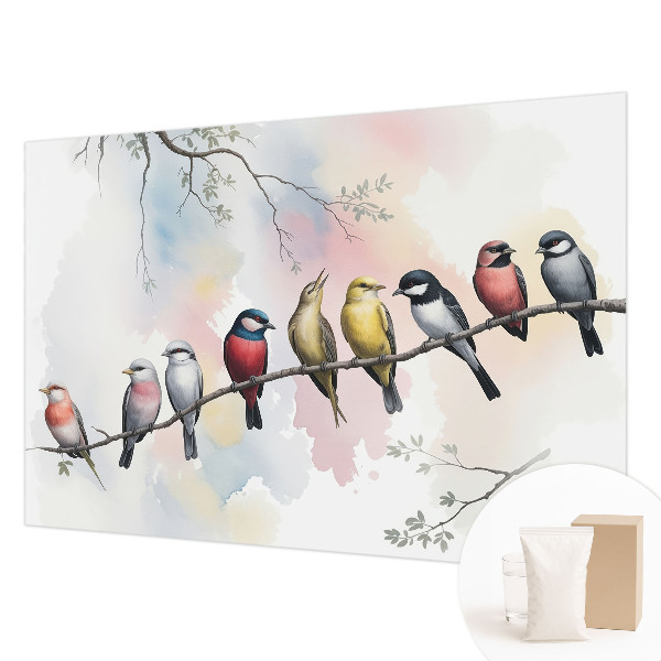 Papel mural texturado decorativo con diseño de pájaros en una rama