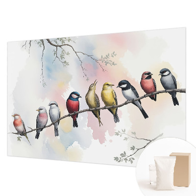 Papel mural texturado decorativo con diseño de pájaros en una rama