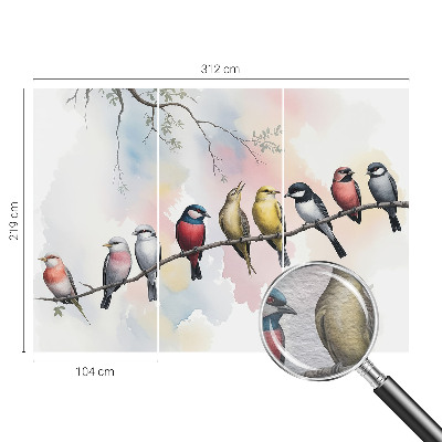 Papel mural texturado decorativo con diseño de pájaros en una rama
