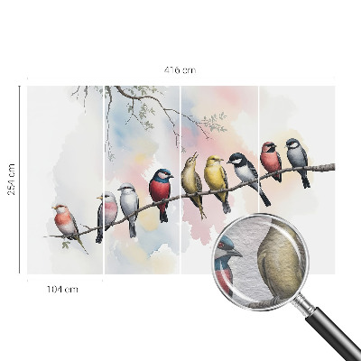 Papel mural texturado decorativo con diseño de pájaros en una rama