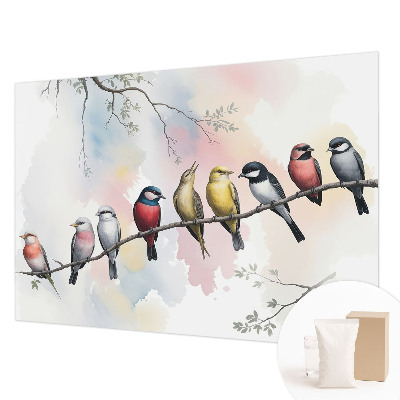 Papel mural texturado decorativo con diseño de pájaros en una rama