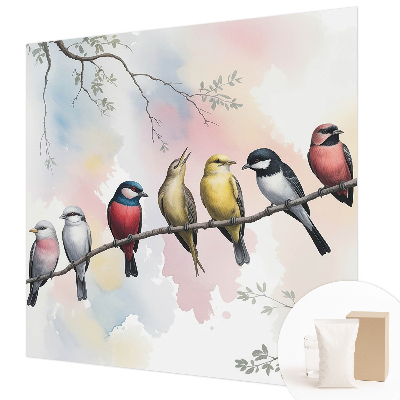 Papel mural texturado decorativo con diseño de pájaros en una rama