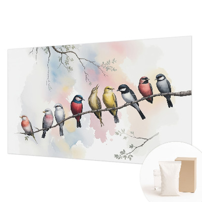 Papel mural texturado decorativo con diseño de pájaros en una rama