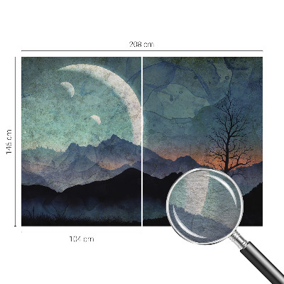Mural de pared con estampado hermoso con un paisaje nocturno