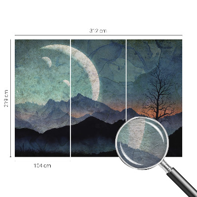 Mural de pared con estampado hermoso con un paisaje nocturno