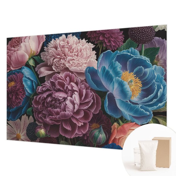 Mural decorativo con diseño de flores coloridas