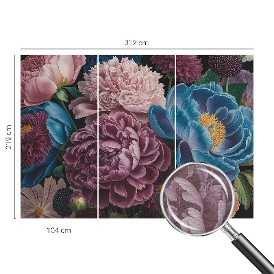Mural decorativo con diseño de flores coloridas