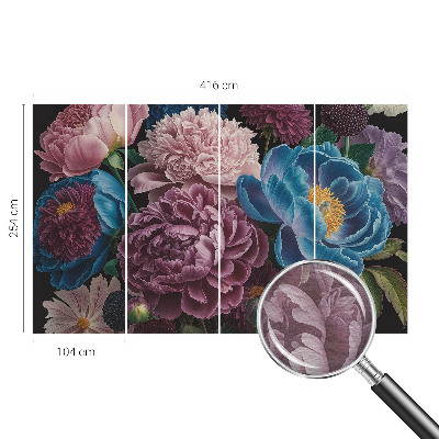 Mural decorativo con diseño de flores coloridas