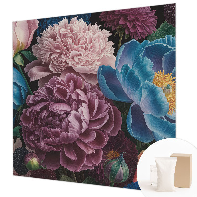 Mural decorativo con diseño de flores coloridas