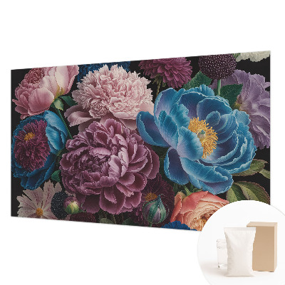 Mural decorativo con diseño de flores coloridas