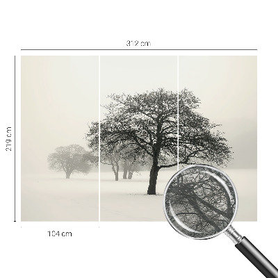 Fotomural decorativo para cabecero de cama con diseño de árboles de invierno