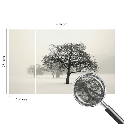 Fotomural decorativo para cabecero de cama con diseño de árboles de invierno
