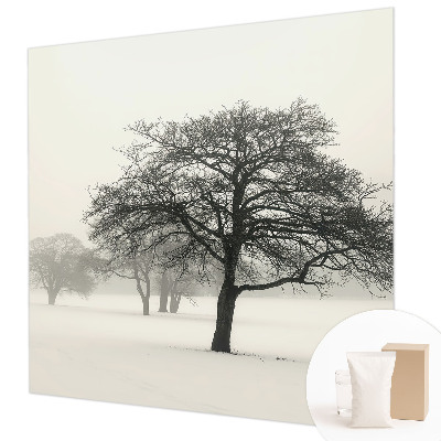 Fotomural decorativo para cabecero de cama con diseño de árboles de invierno