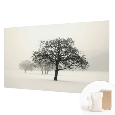 Fotomural decorativo para cabecero de cama con diseño de árboles de invierno
