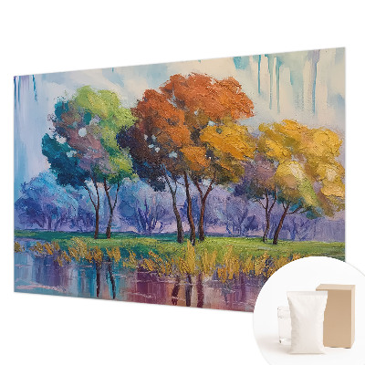 Papel mural texturado decorativo con diseño de abstracción de árbol