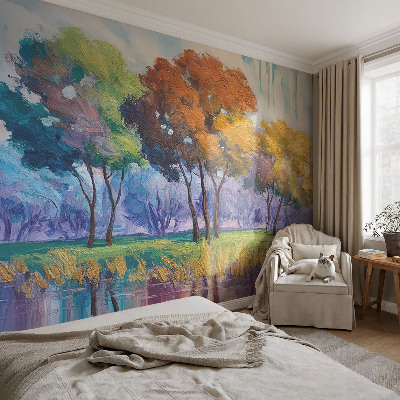 Papel mural texturado decorativo con diseño de abstracción de árbol