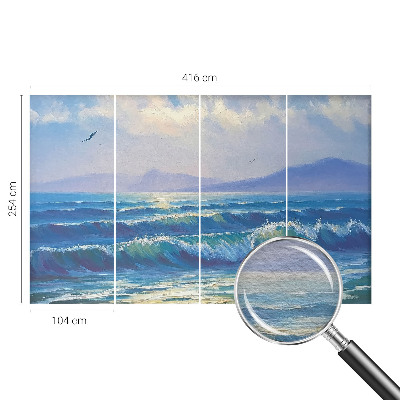 Mural decorativo con diseño de olas del mar