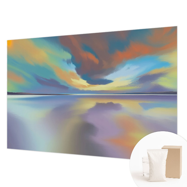 Papel mural texturado decorativo con diseño de atardecer arcoíris