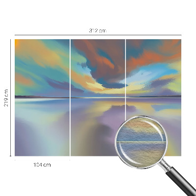 Papel mural texturado decorativo con diseño de atardecer arcoíris