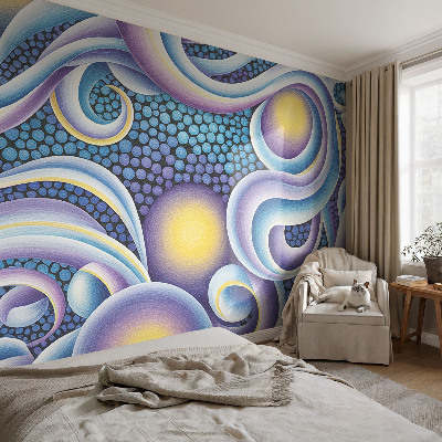 Mural de pared con estampado hermoso con remolinos coloridos