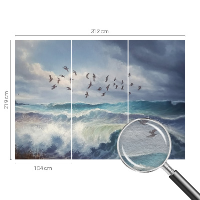Mural decorativo con diseño de olas del mar