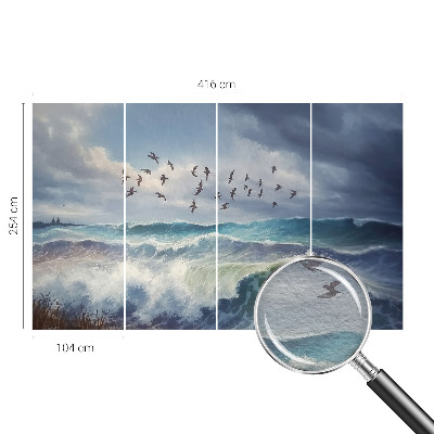 Mural decorativo con diseño de olas del mar