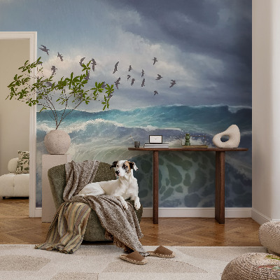 Mural decorativo con diseño de olas del mar