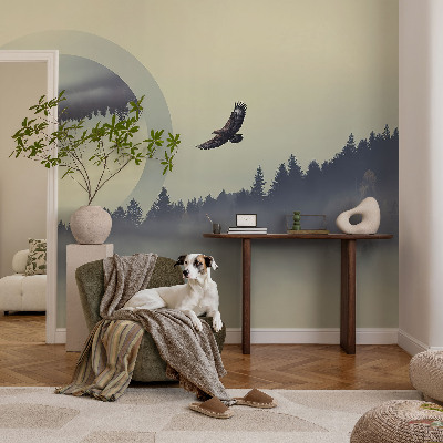 Fotomural decorativo para cabecero de cama con un paisaje forestal
