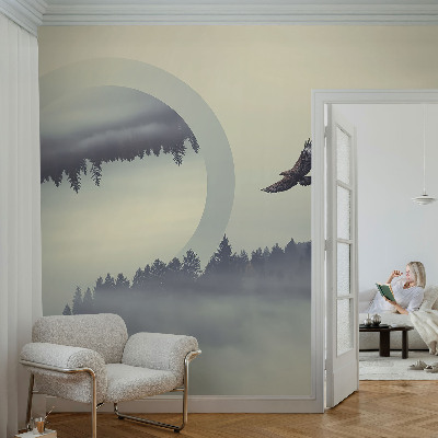 Fotomural decorativo para cabecero de cama con un paisaje forestal