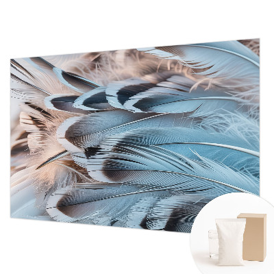 Papel mural texturado decorativo con motivo de plumas azules