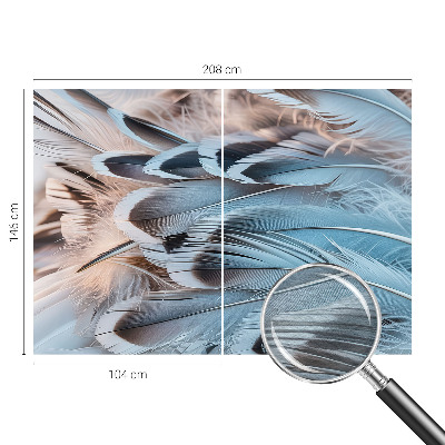 Papel mural texturado decorativo con motivo de plumas azules
