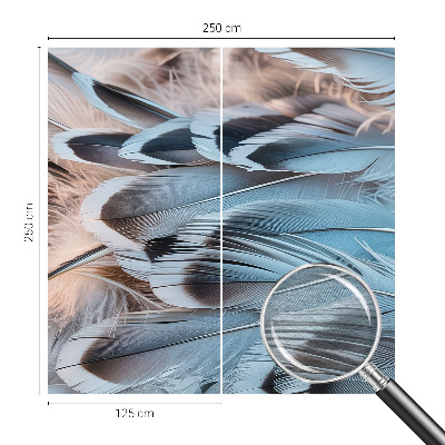Papel mural texturado decorativo con motivo de plumas azules
