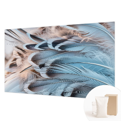Papel mural texturado decorativo con motivo de plumas azules