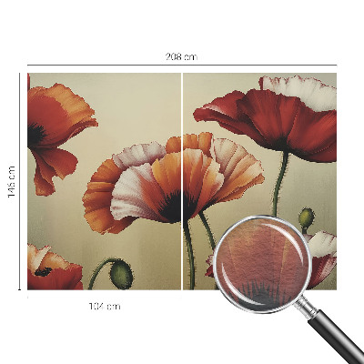 Fotomural decorativo para cabecero de cama con diseño de amapolas alegres