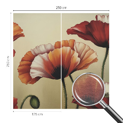 Fotomural decorativo para cabecero de cama con diseño de amapolas alegres