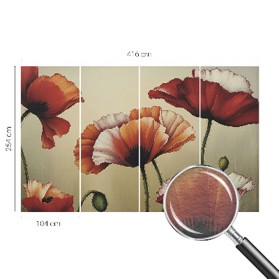 Fotomural decorativo para cabecero de cama con diseño de amapolas alegres