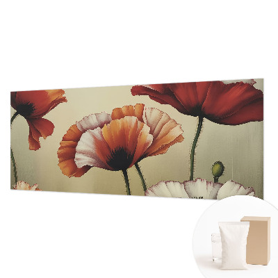 Fotomural decorativo para cabecero de cama con diseño de amapolas alegres