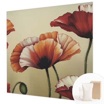 Fotomural decorativo para cabecero de cama con diseño de amapolas alegres