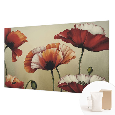 Fotomural decorativo para cabecero de cama con diseño de amapolas alegres