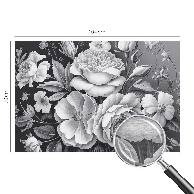 Papel mural con patrón decorativo con diseño de flores en tonos grises