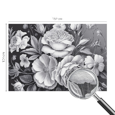 Papel mural con patrón decorativo con diseño de flores en tonos grises