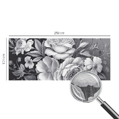 Papel mural con patrón decorativo con diseño de flores en tonos grises